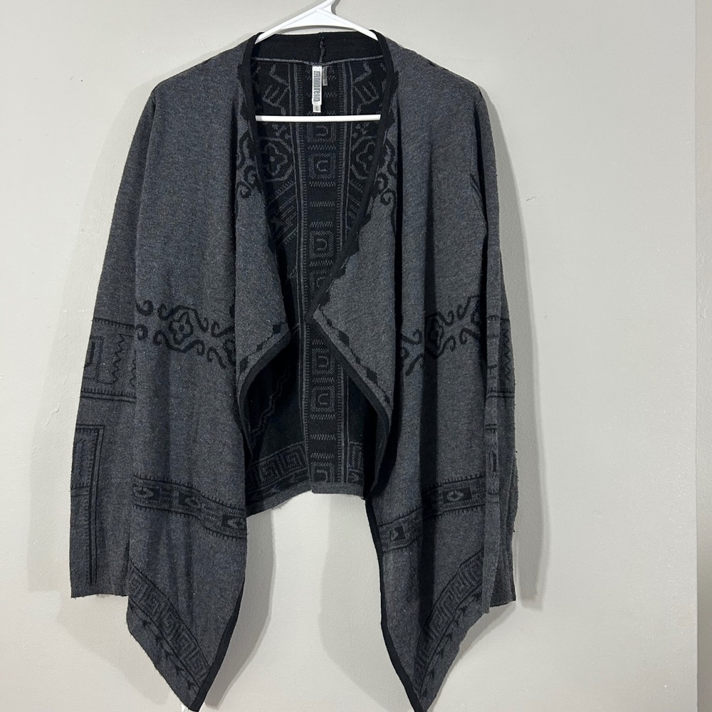 American Style Geometric‎ Pattern Cardigan Sweater Charcoal Gray Size S